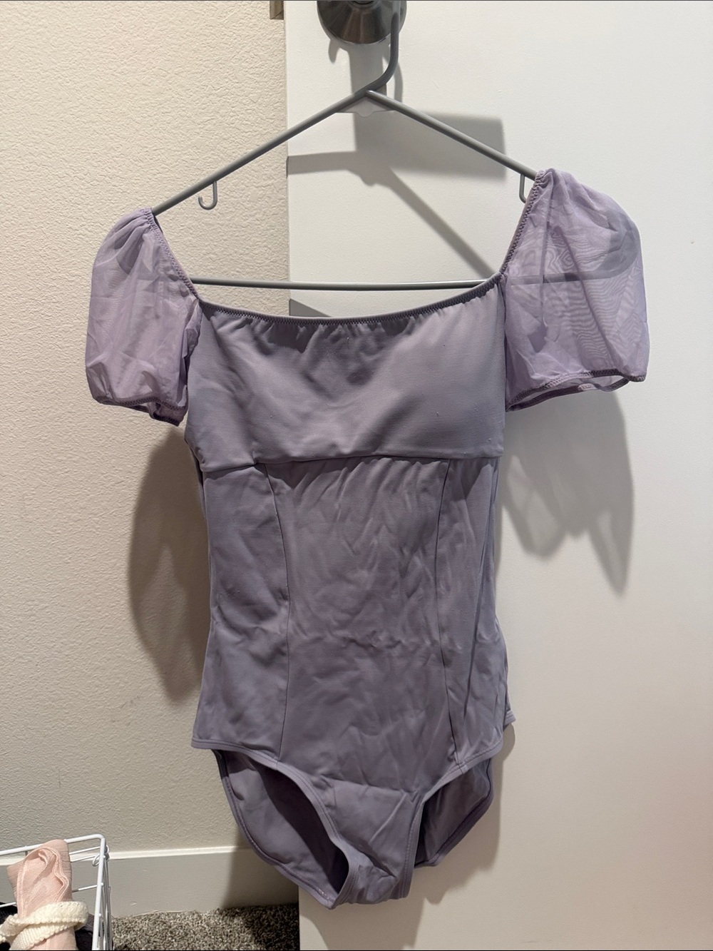 Lilac Off-Shoulder Puff-Sleeve Bodysuit Top - Women